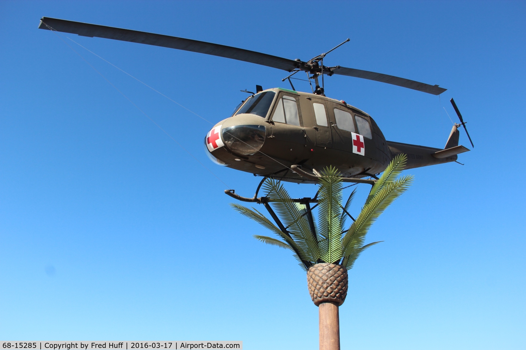 68-15285, 1968 Bell UH-1H Iroquois C/N 10215, At Vietnam War Memorial in Las Cruces, NM
Placed on permanent display March 1, 2016
