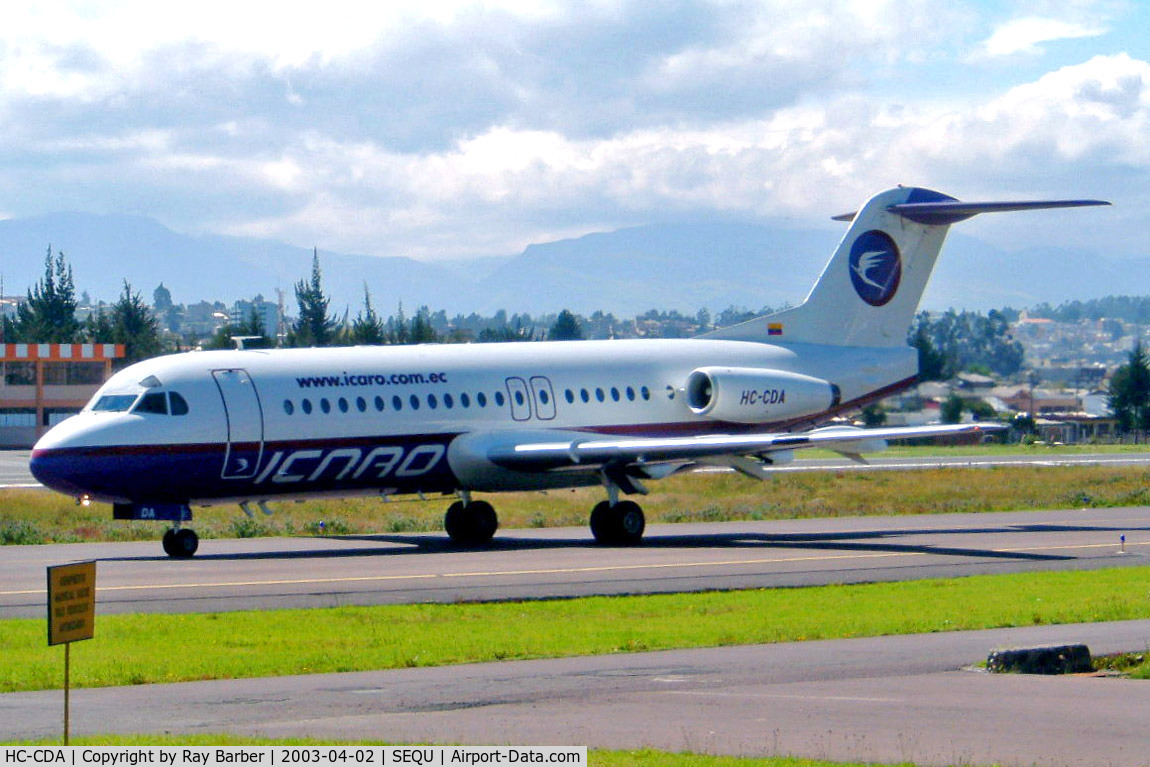 HC-CDA, 1985 Fokker F.28-4000 Fellowship C/N 11230, Fokker F-28-4000 Fellowship [11230] (ICARO Express) Quito-Mariscal Sucre Int'l~HC 02/04/2003