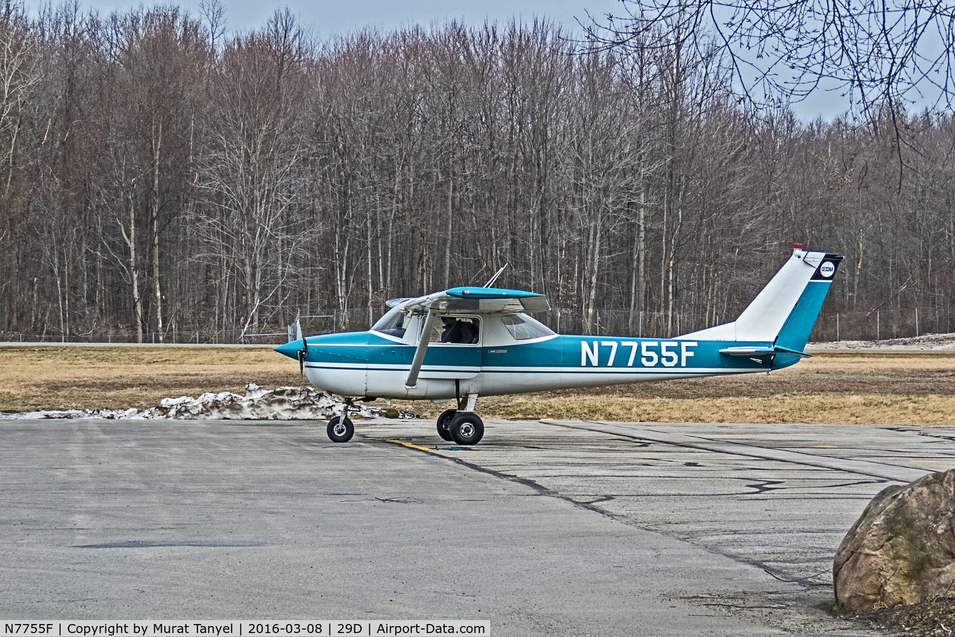 N7755F, 1966 Cessna 150F C/N 15063855, Having just landed...