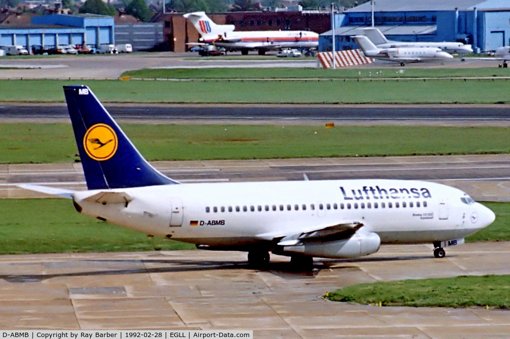 D-ABMB, 1985 Boeing 737-230 C/N 23154, Boeing 737-230 [23154] (Lufthansa) Heathrow~G 28/02/1992