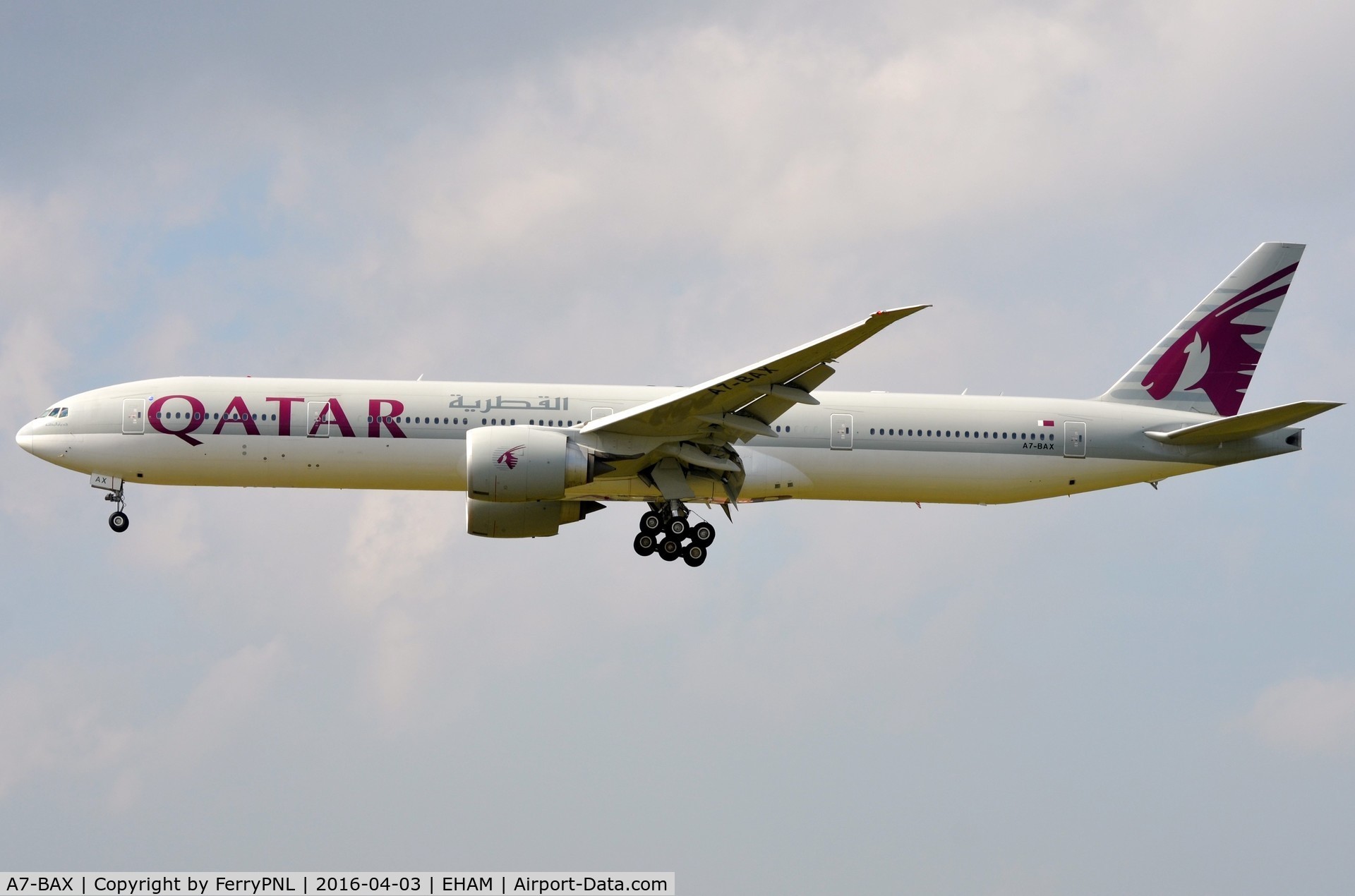 A7-BAX, 2012 Boeing 777-3DZ/ER C/N 41780, Qatar B773 arriving in AMS
