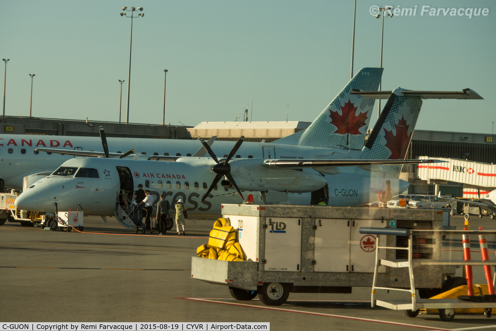 C-GUON, 1989 De Havilland Canada DHC-8-301 Dash 8 C/N 143, Parked at domestic terminal.