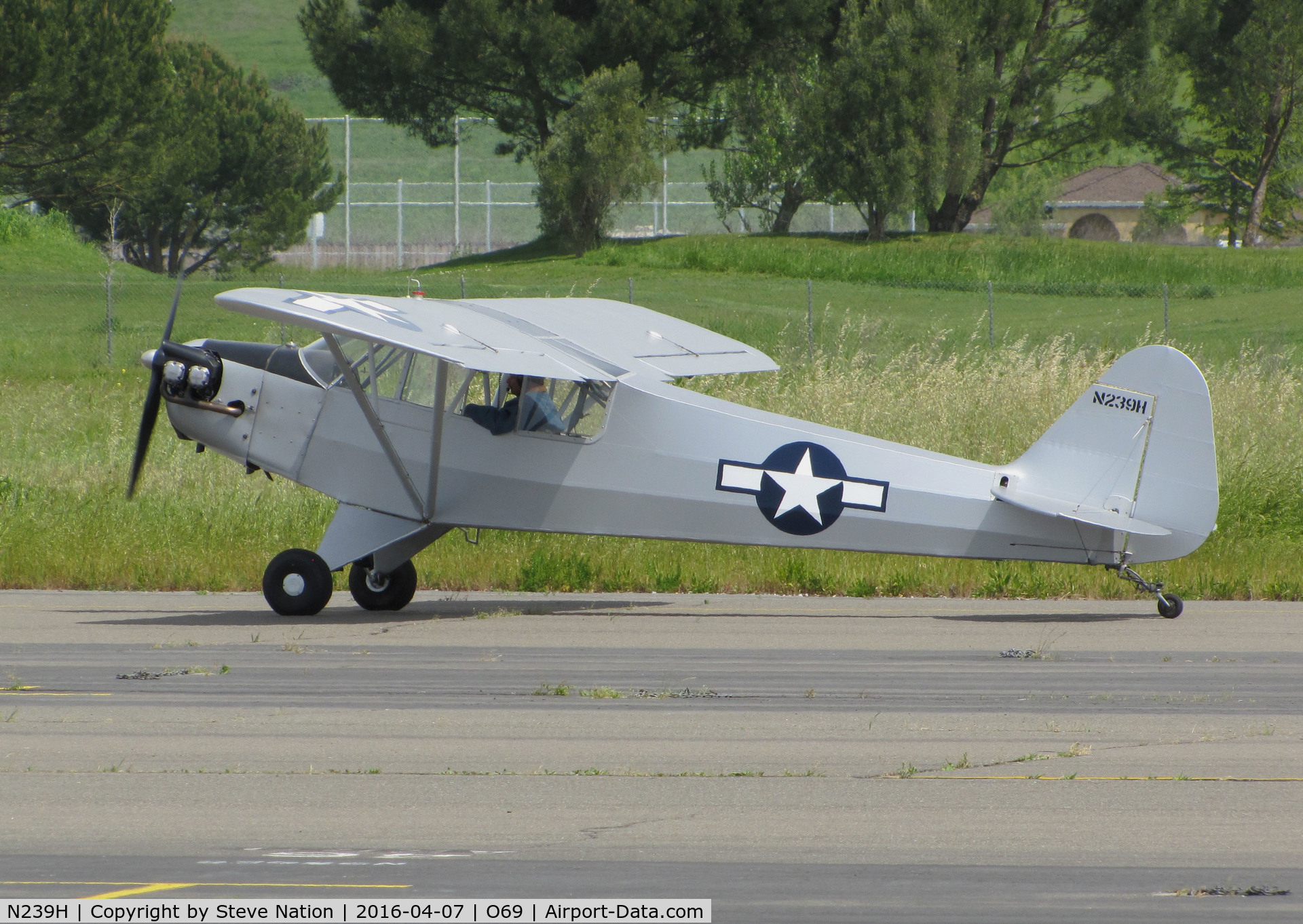 N239H, Piper CWJ3 Super Cub Replica C/N 4684, Locally-based Haywood CWJ-3 Clipped Wing Cub homebuilt taxiing at Petaluma Municipal Airport, CA