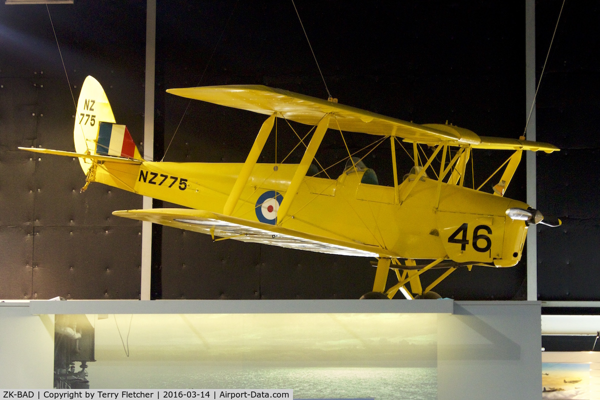 ZK-BAD, De Havilland DH-82A Tiger Moth II C/N 84648, Displayed at the Museum of Transport and Technology (MOTAT) in Auckland , New Zealand as NZ775