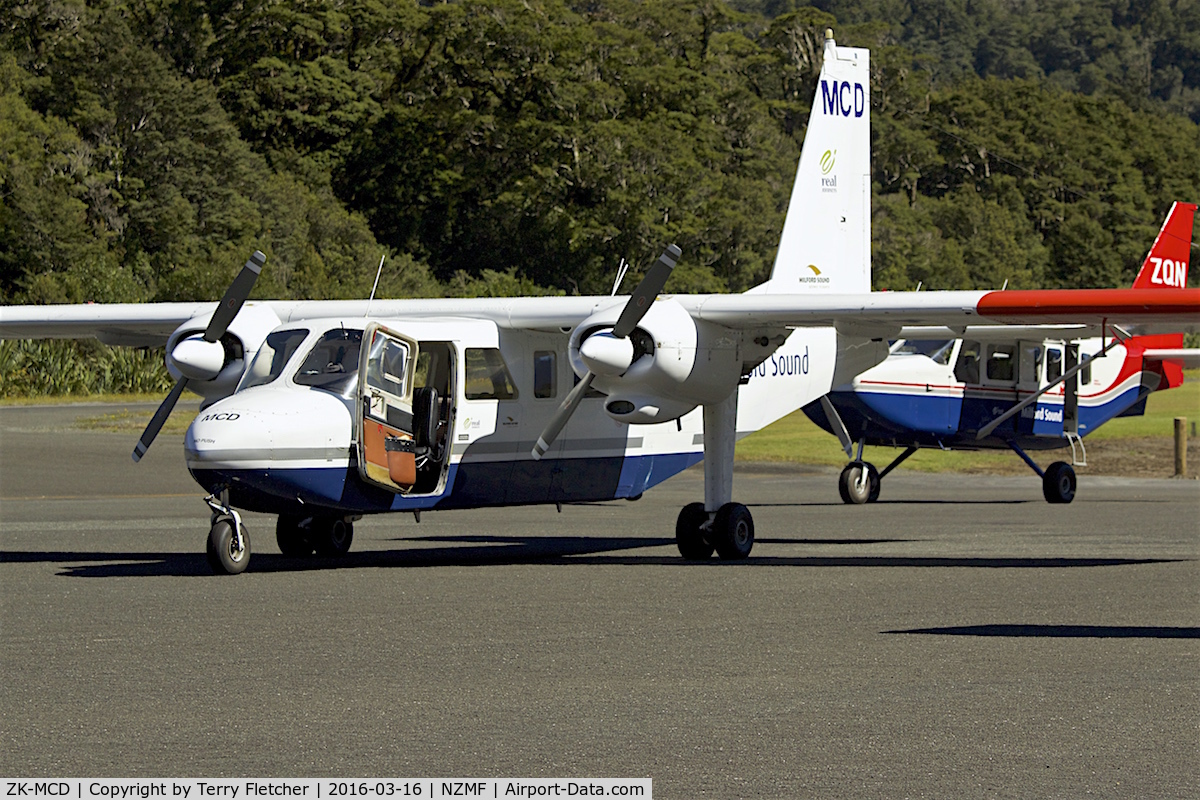 ZK-MCD, 1974 Britten-Norman BN-2A-26 Islander C/N 719, At Milford Sound , South Island , New Zealand