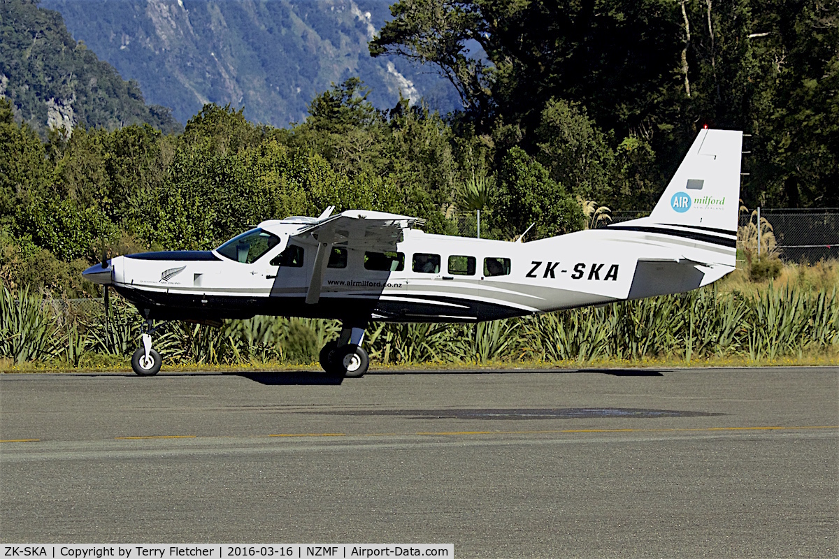 ZK-SKA, 2011 Cessna 208 Caravan I C/N 20800524, At Milford Sound , South Island , New Zealand