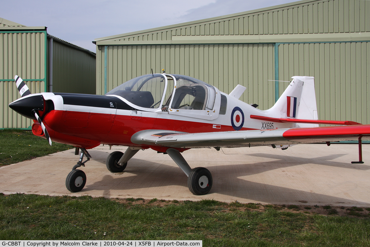 G-CBBT, 1975 Scottish Aviation Bulldog T.1 C/N BH120/344, Scottish Aviation Bulldog T.1 at Fishburn Airfield, April 2010.