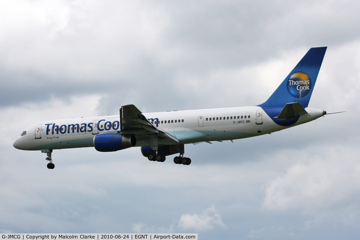 G-JMCG, 1995 Boeing 757-2G5 C/N 26278, Boeing 757-2G5 on approach to 25 at Newcastle Airport, June 2010.