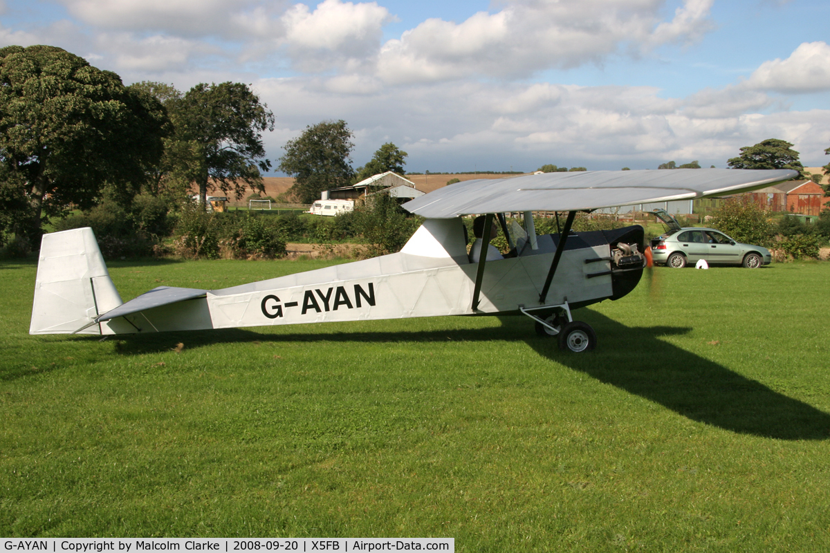 G-AYAN, 1970 Slingsby Cadet Motor Glider III C/N PFA 1385, Slingsby Cadet Motor Glider III (Slingsby T-31 glider conversion), a one time resident at Fishburn Airfield, September 2008.