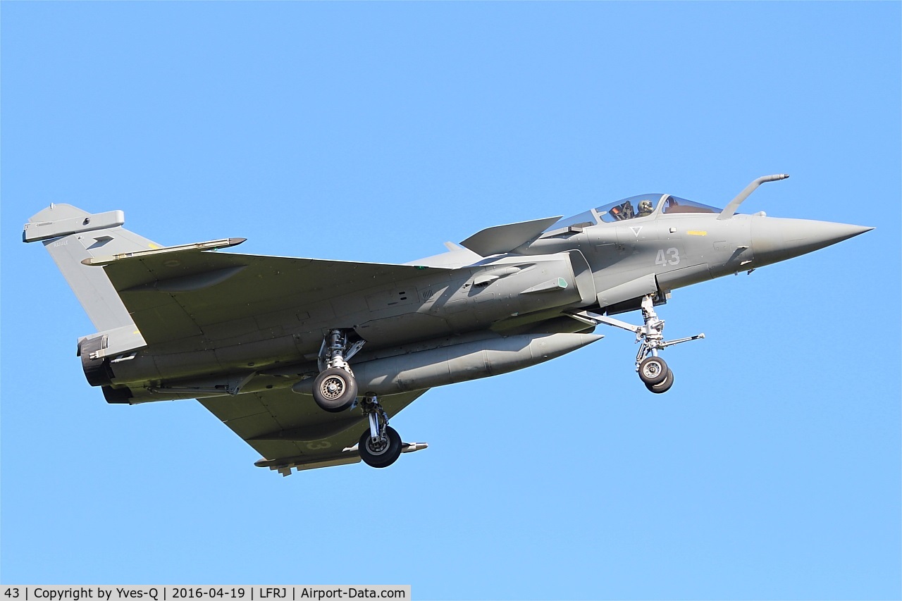 43, 2015 Dassault Rafale M C/N 43, Dassault Rafale M, Short approach rwy 08, Landivisiau Naval Air Base (LFRJ)