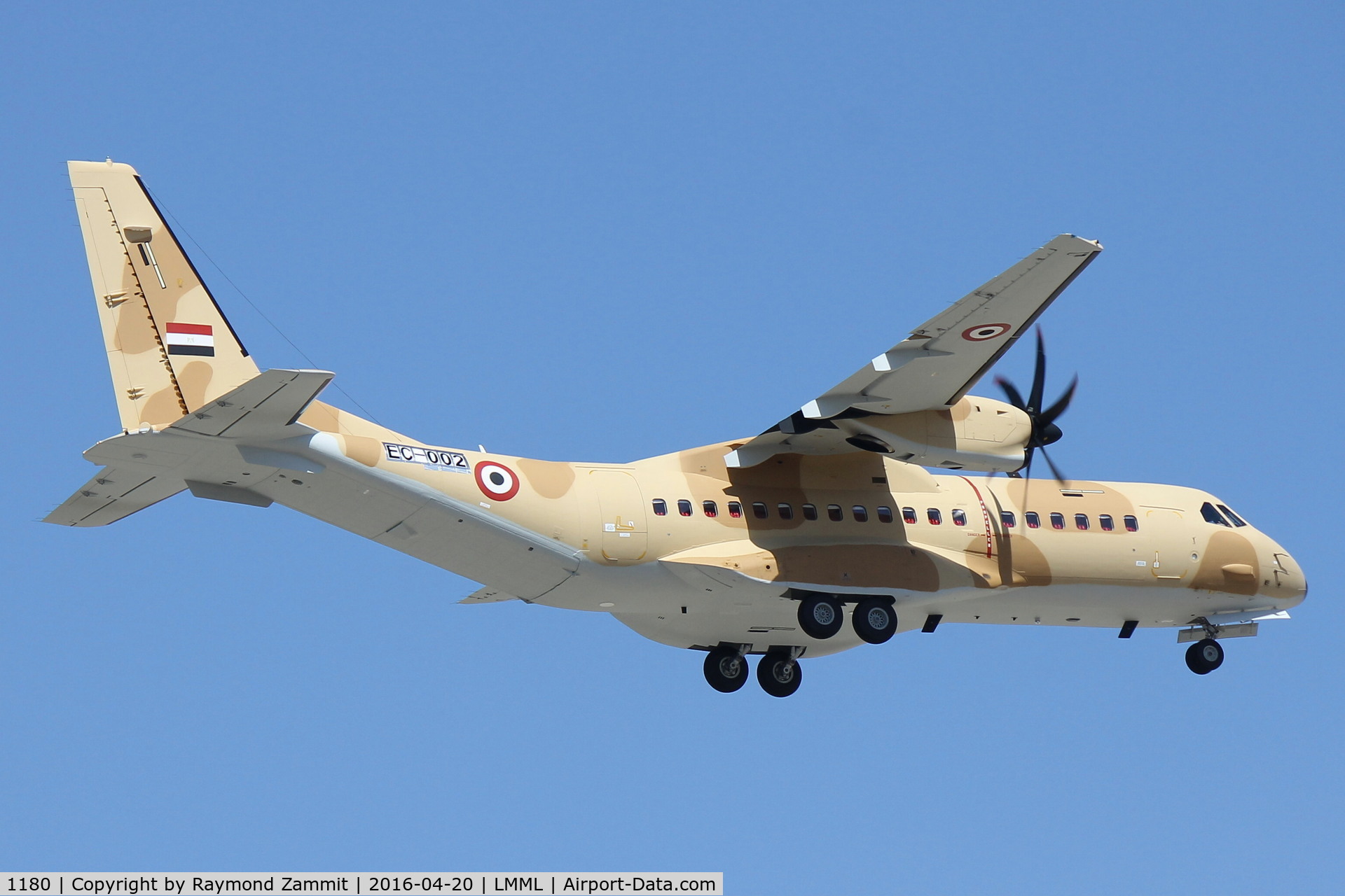 1180, CASA C-295M C/N S-134, CASA C-295M 1180 Egyptian Air Force on delivery flight. Seen here landing in Malta.