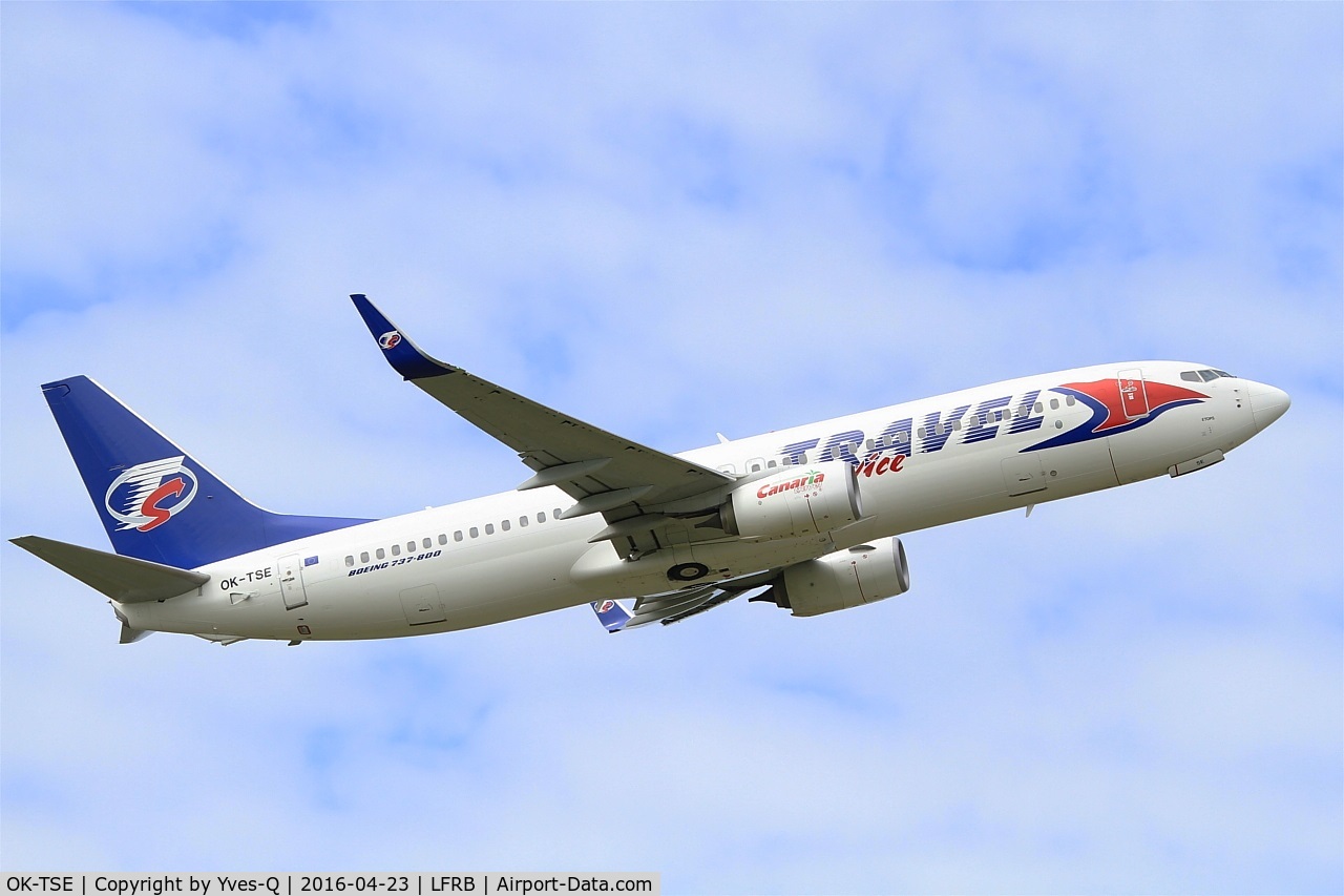 OK-TSE, 2014 Boeing 737-81D C/N 39437, Boeing 737-81D, Take off rwy 07R, Brest-Bretagne airport (LFRB-BES)