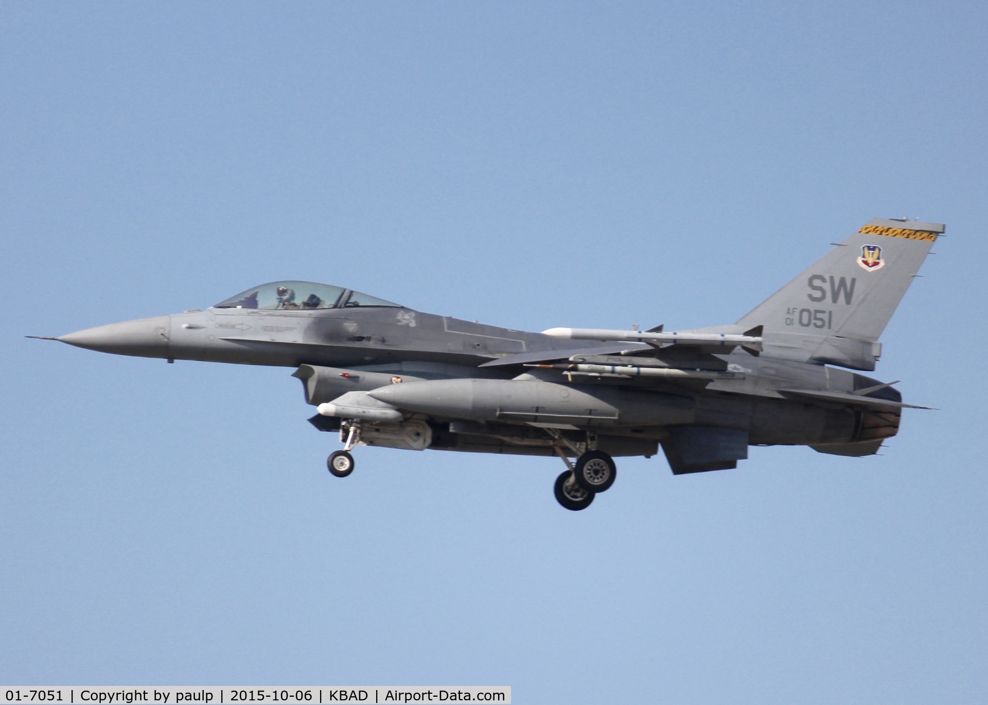 01-7051, 2001 General Dynamics F-16CJ Fighting Falcon C/N CC-229, At Barksdale Air Force Base.