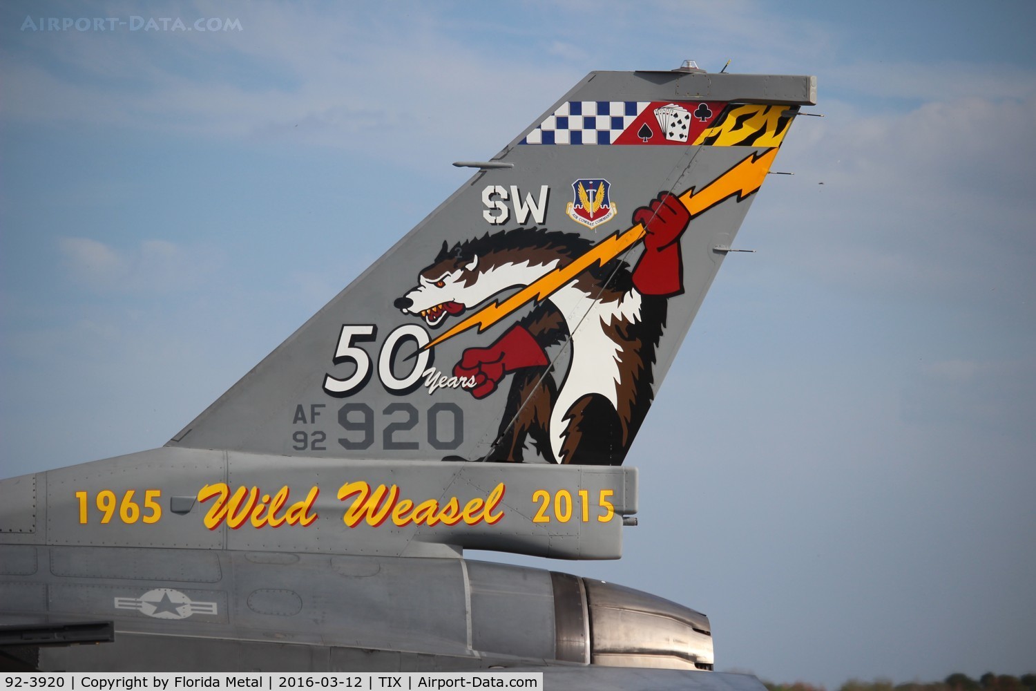 92-3920, Lockheed F-16C Fighting Falcon C/N CC-162, F-16C Wild Weasel tail