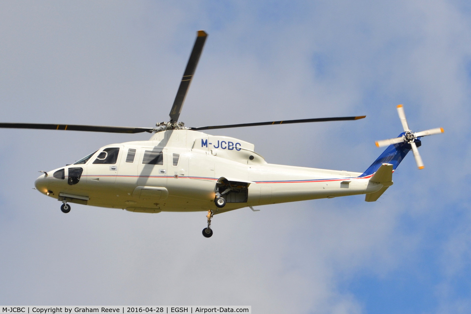 M-JCBC, 2006 Sikorsky S-76C C/N 760616, Landing at Norwich.