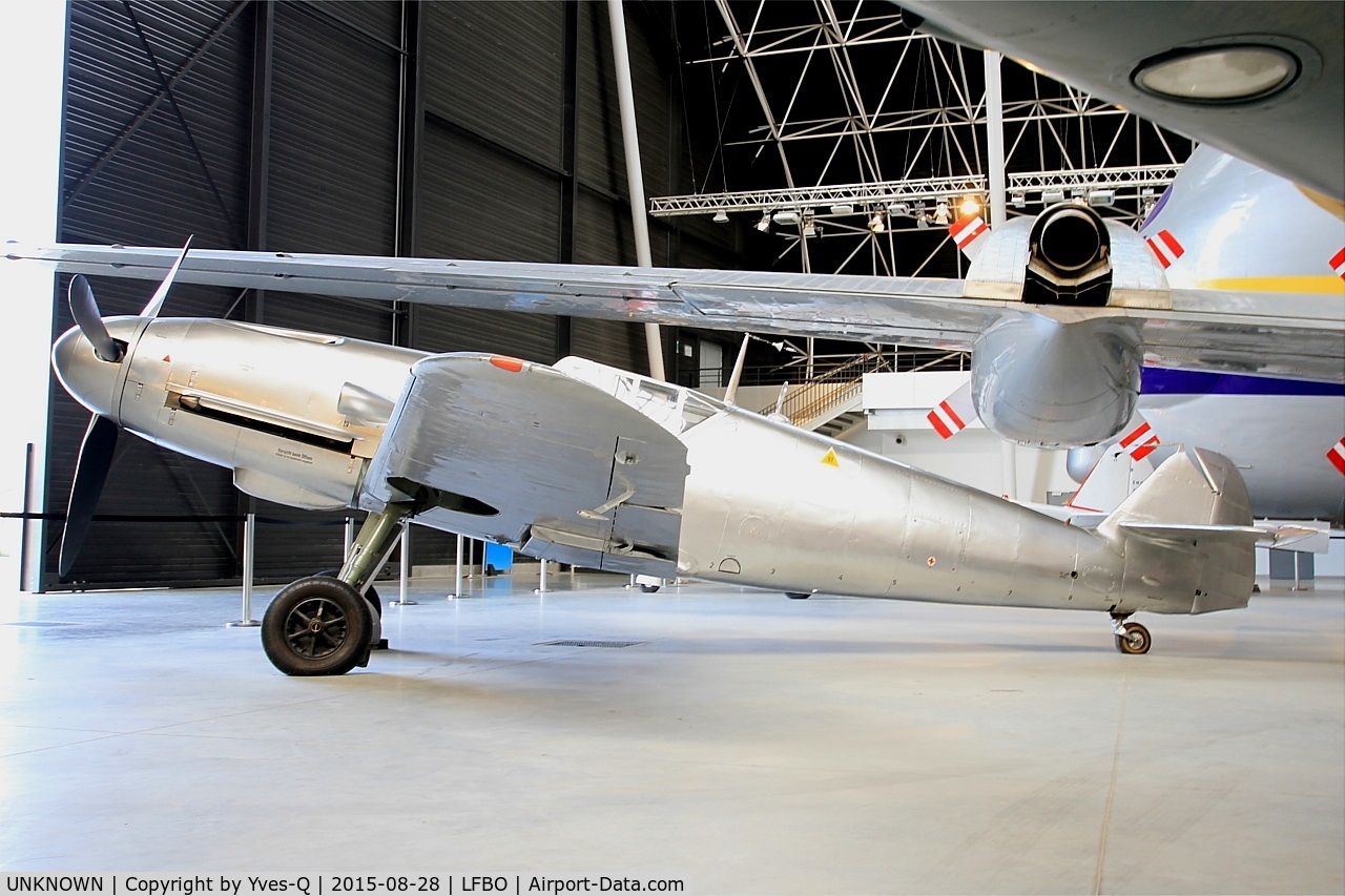 UNKNOWN, Hispano HA-1109-K1L/Bf-109G-2 C/N 54, Hispano HA-1109-K1L-Bf-109G-2, preserved at Aeroscopia museum, Toulouse-Blagnac. 
This aircraft, originally a Hispano Ha 1109, ownership of Airbus group, has been restored and converted Bf 109G-2, with a Daimler-Benz DB605 engine.