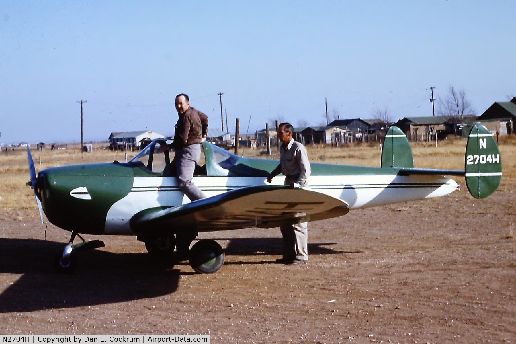 N2704H, 1946 Erco 415C Ercoupe C/N 3329, From color slide made in 1957 at Post, Texas.