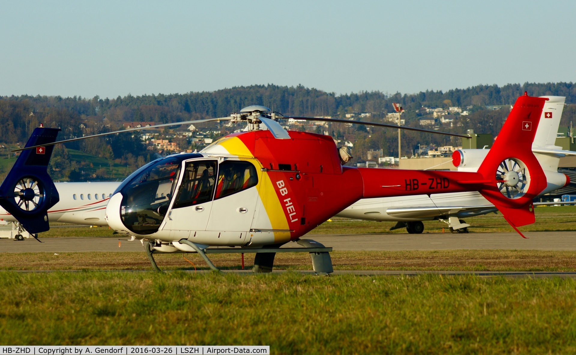 HB-ZHD, 2006 Eurocopter EC-120B Colibri C/N 1432, BB Heli, is here parked at Zürich-Kloten(LSZH)