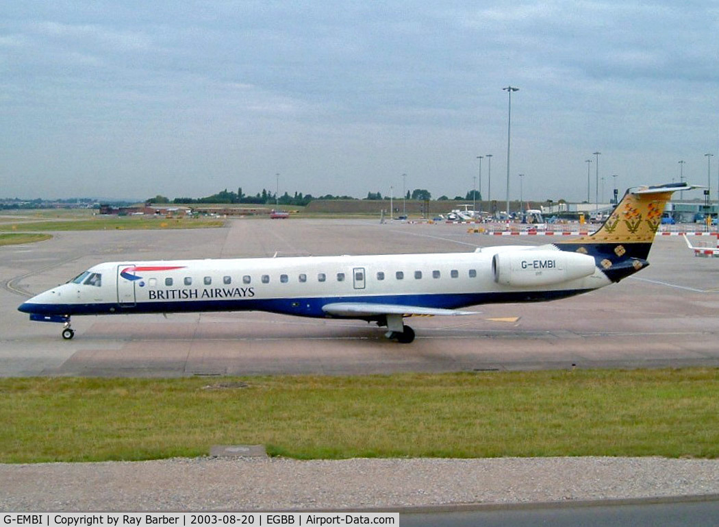 G-EMBI, 1999 Embraer EMB-145EU (ERJ-145EU) C/N 145126, Embraer ERJ-145EU [145126] (British Airways CitiExpress) Birmingham Int'l~G 20/08/2003