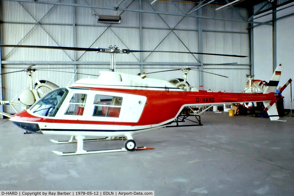 D-HARD, Bell 206B JetRanger II C/N 486, Bell 206B Jet Ranger II [486] Dusseldorf-Monchengladbach~D 12/05/1978