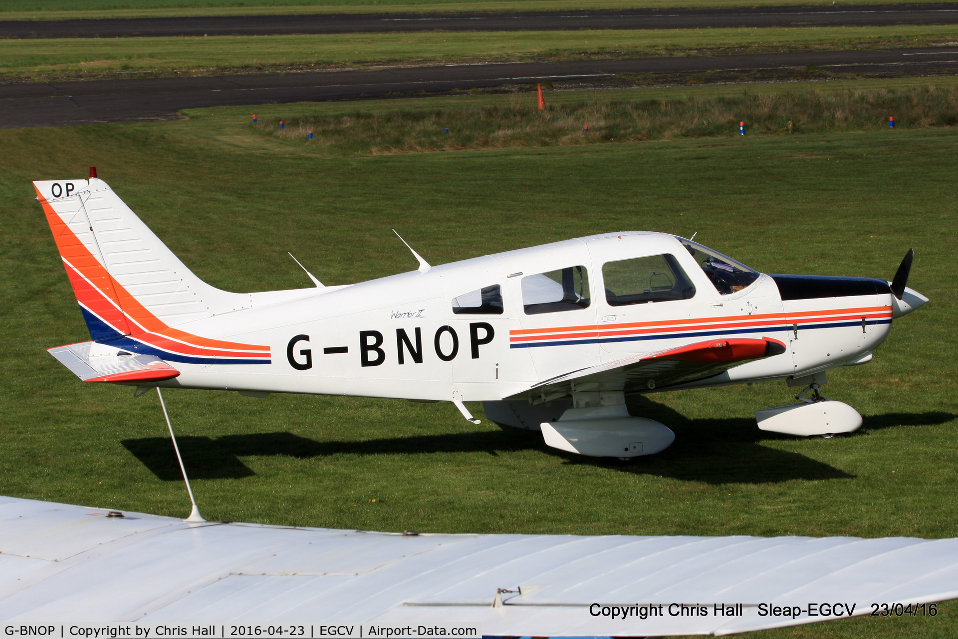 G-BNOP, 1987 Piper PA-28-161 Cherokee Warrior II C/N 2816027, at Sleap