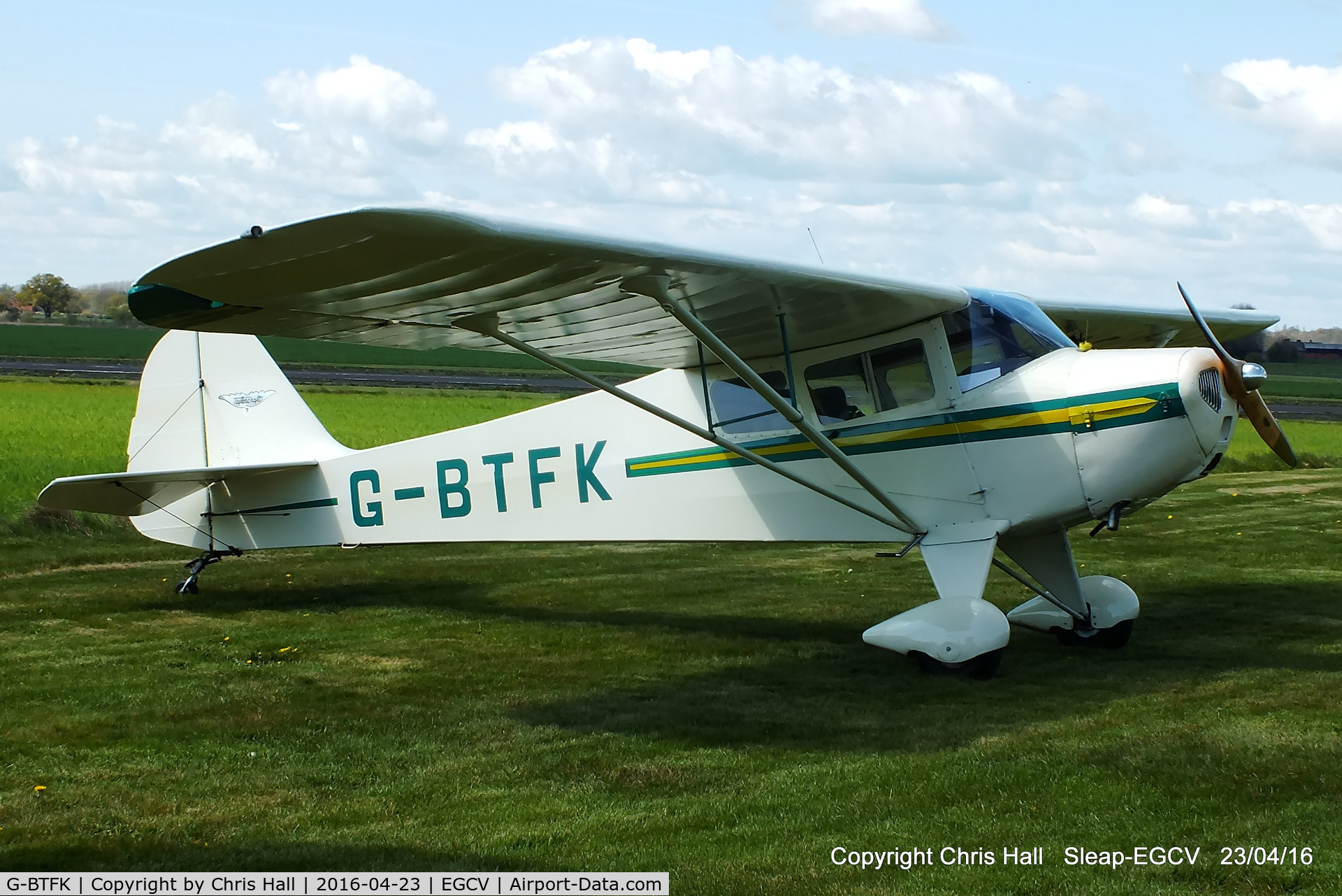 G-BTFK, 1947 Taylorcraft BC-12D Twosome C/N 10540, at Sleap