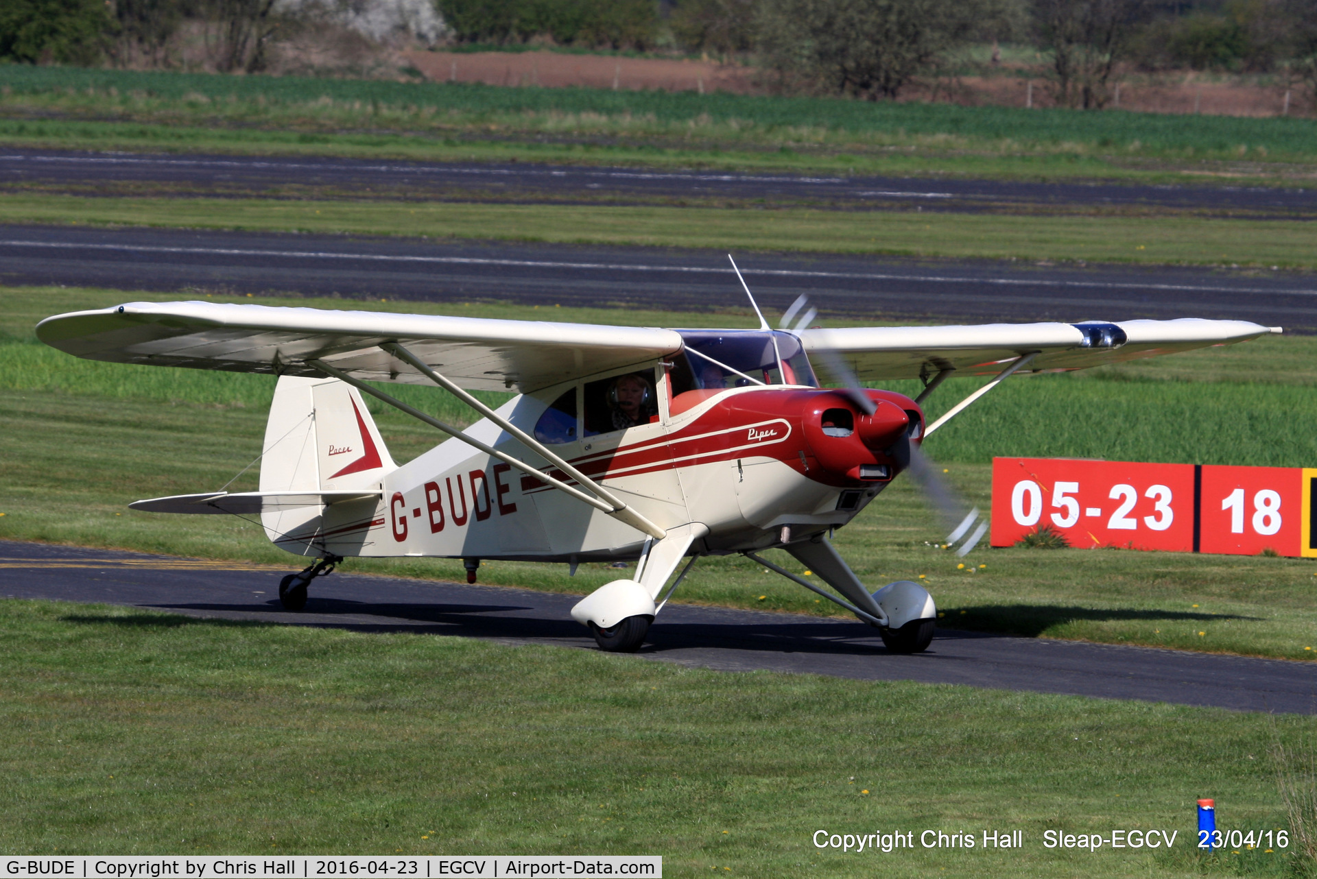 G-BUDE, 1953 Piper PA-22-135 Tri-Pacer C/N 22-980, at the Vintage Piper fly in, Sleap