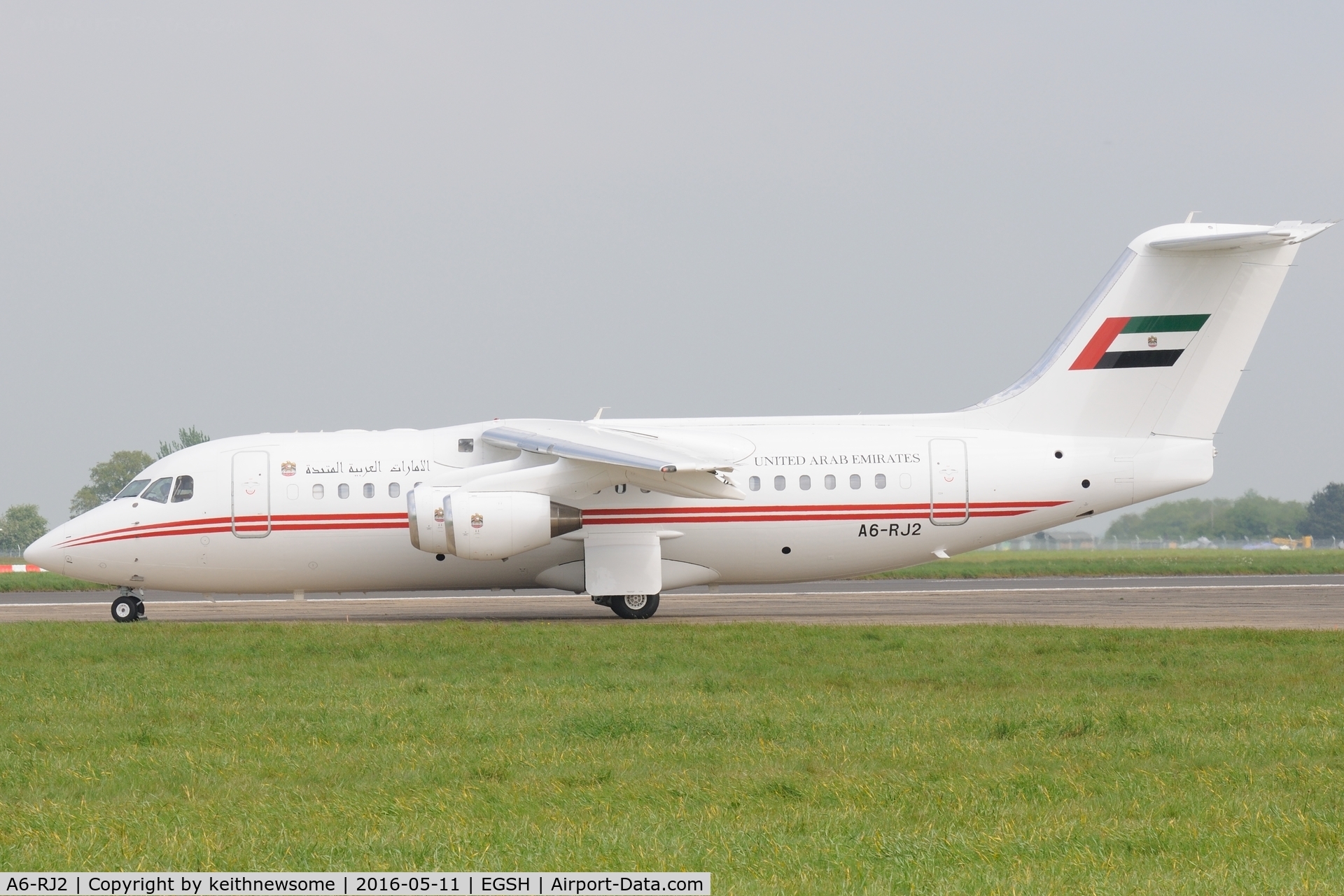 A6-RJ2, 1998 British Aerospace Avro 146-RJ85A C/N E2325, Leaving for air test.