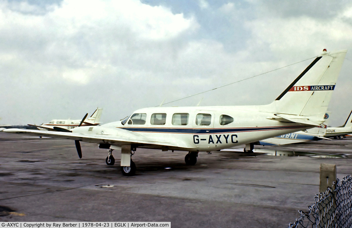 G-AXYC, 1970 Piper PA-31-310 Navajo Navajo C/N 31-642, Piper PA-31-310 Navajo [31-642] (IDS Aircraft) Blackbushe~G 23/04/1978. From a slide.