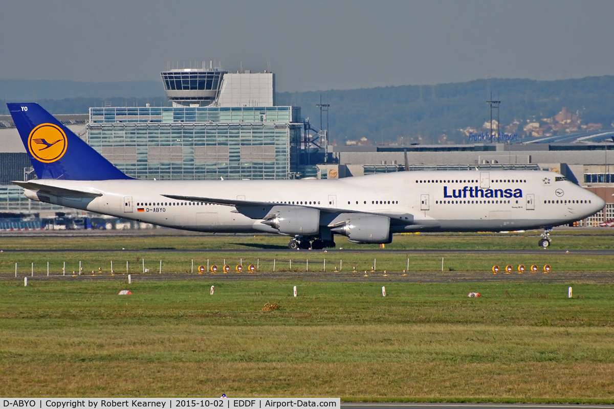 D-ABYO, 2014 Boeing 747-830 C/N 37841, Taxiing in after arrival