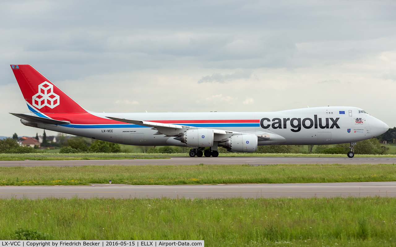 LX-VCC, 2010 Boeing 747-8R7F C/N 35807, departure via RW24