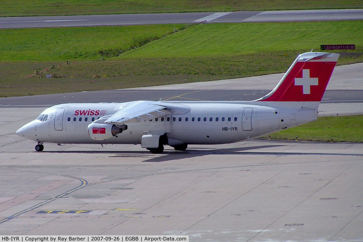 HB-IYR, 2001 British Aerospace Avro 146-RJ100 C/N E3382, BAe 146-RJ100 [E3382] (Swiss European Air Lines) Birmingham Int'l~G 26/09/2007