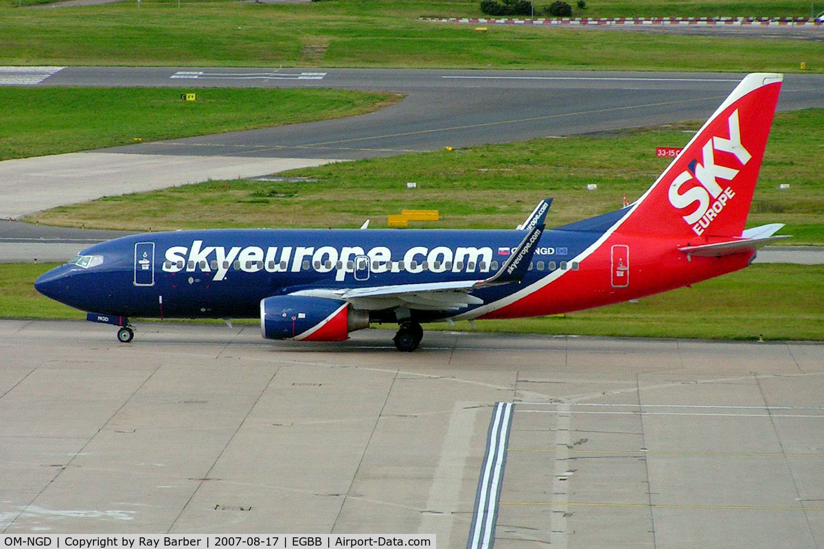 OM-NGD, 2006 Boeing 737-76N C/N 32674/1952, Boeing 737-76N [32674] (SkyEurope Airlines) Birmingham Int'l~G 17/08/2007