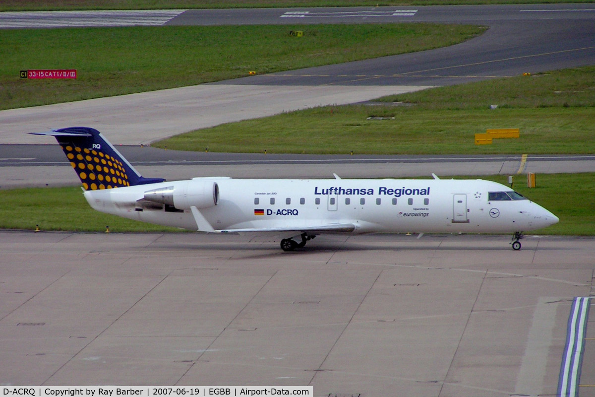 D-ACRQ, 2002 Canadair CRJ-200LR (CL-600-2B19) C/N 7629, Canadair CRJ-200LR [7629] (Eurowings/Lufthansa Regional) Birmingham Int'l~G 19/06/2007