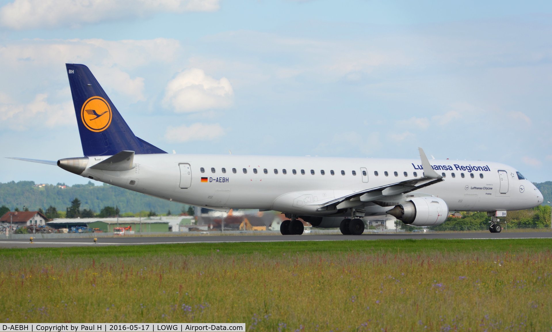 D-AEBH, 2011 Embraer 195LR (ERJ-190-200LR) C/N 19000447, Seconds before taking-off from LOWG