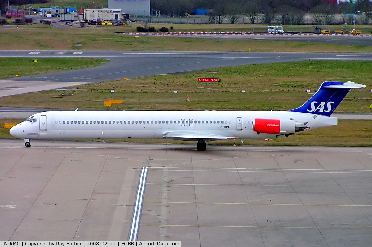 LN-RMC, 1989 McDonnell Douglas MD-82 (DC-9-82) C/N 49909, McDonnell Douglas DC-9-82 [49909] (SAS Scandinavian Airlines) Birmingham Int'l~G 22/02/2008