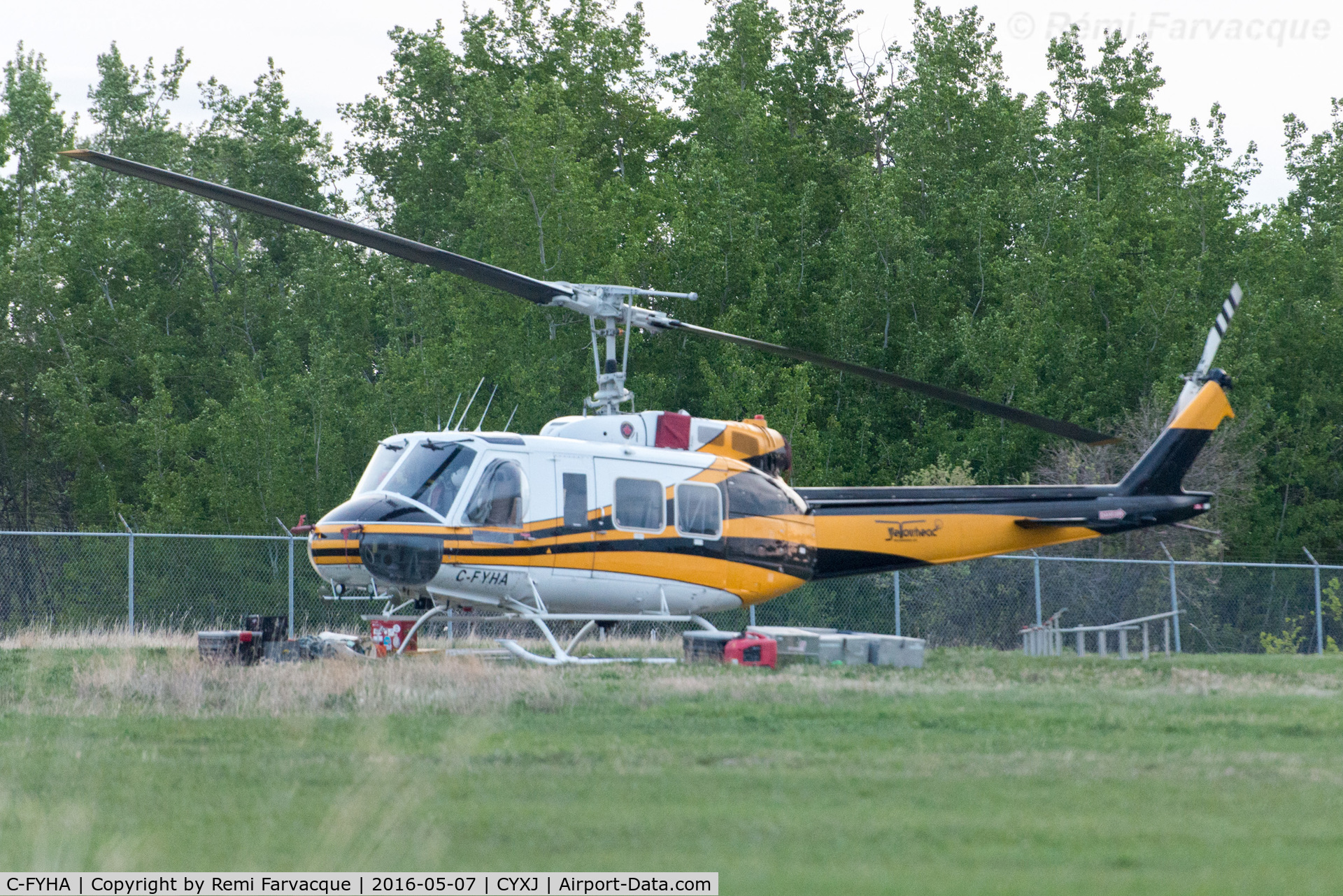 C-FYHA, 1975 Bell 205A-1 C/N 30175, Parked for the night fighting forest fires.