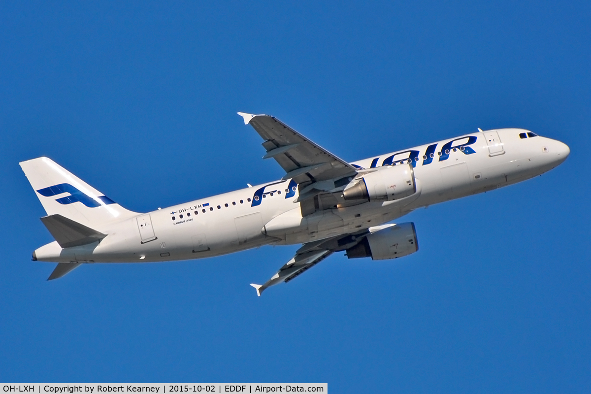 OH-LXH, 2002 Airbus A320-214 C/N 1913, Climbing out of EDDF