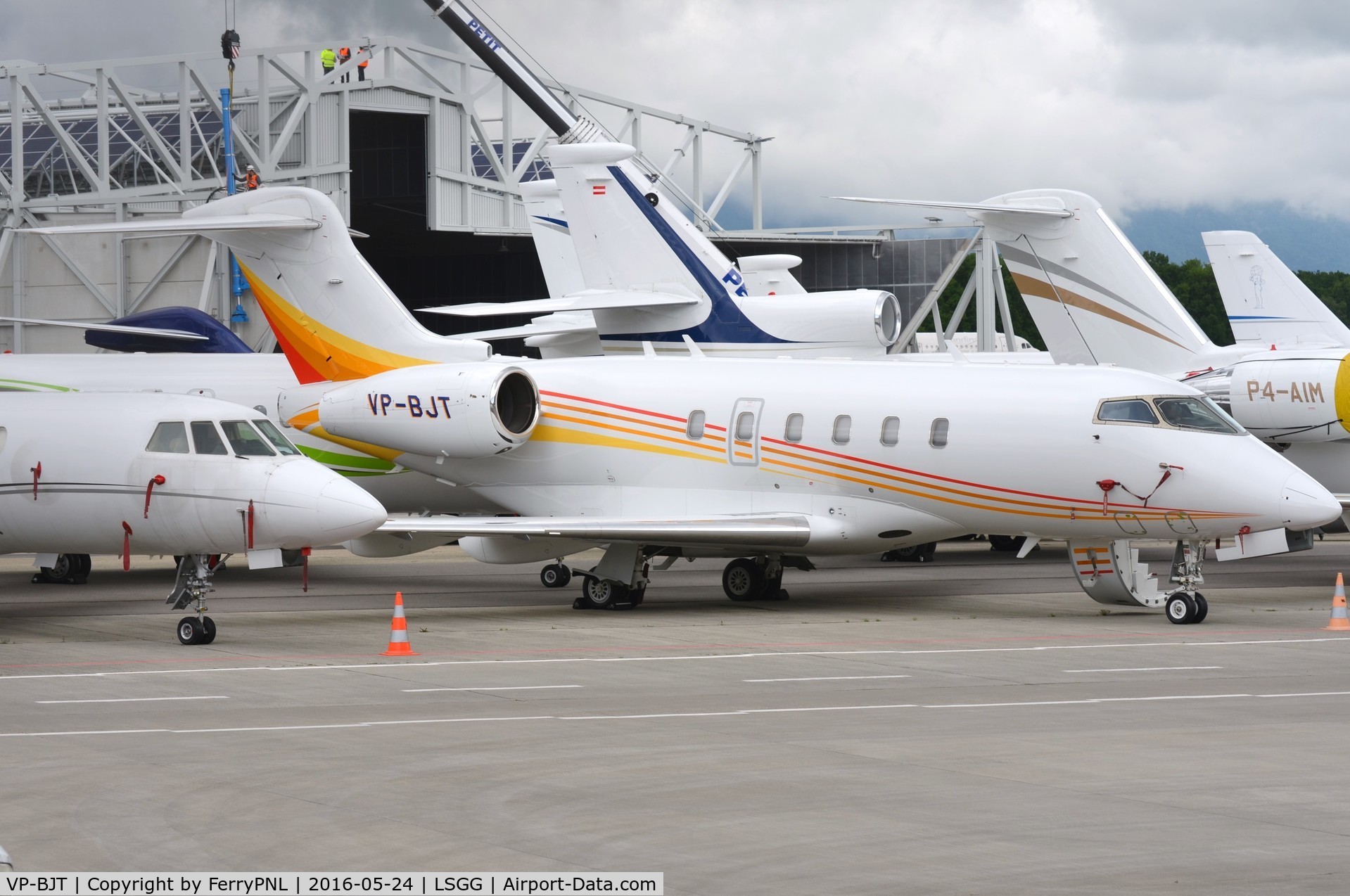VP-BJT, 2009 Bombardier Challenger 300 (BD-100-1A10) C/N 20255, Colorful CL300 on the apron in GVA