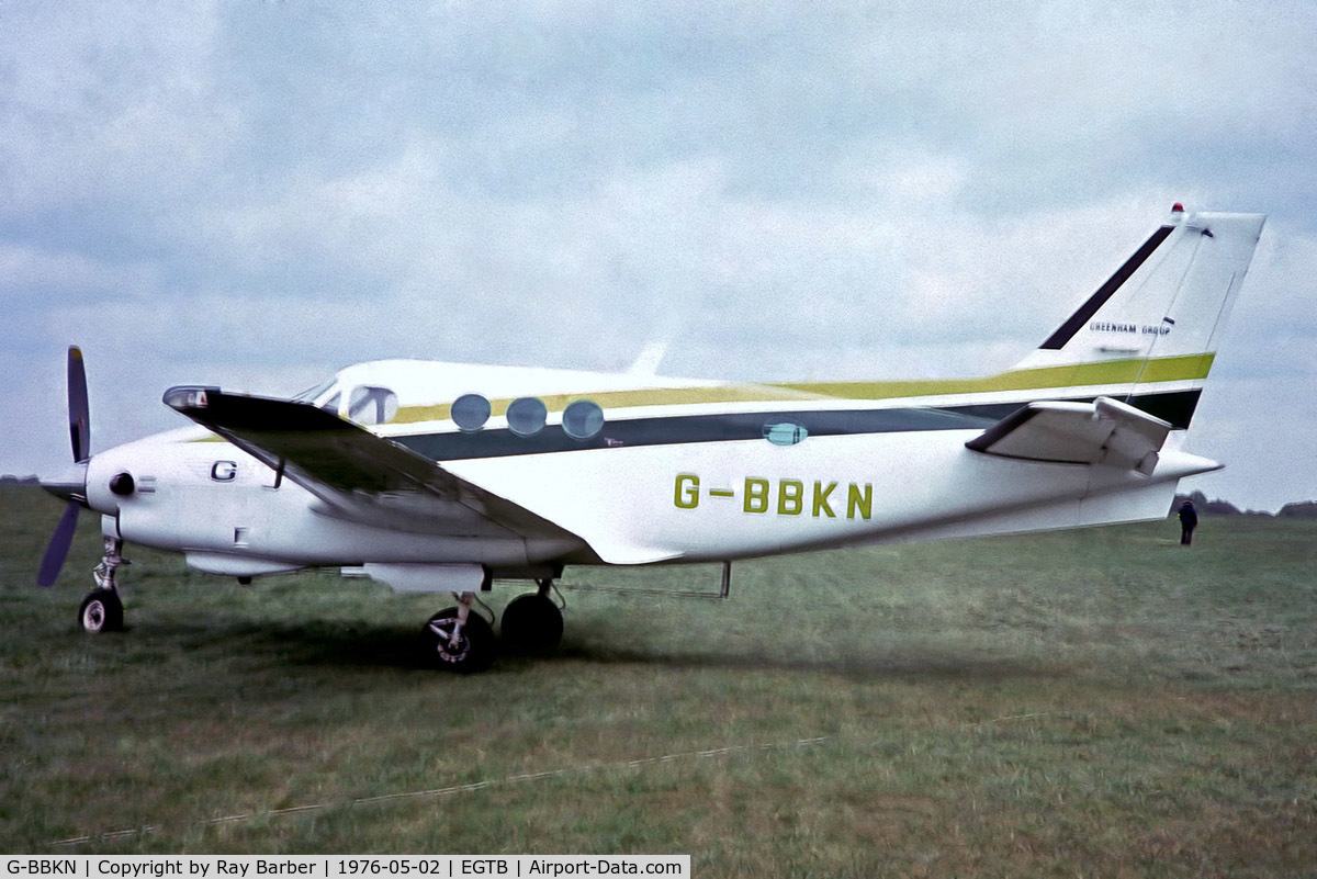 G-BBKN, 1973 Beech C90 King Air C/N LJ-614, Beech C90 King Air [LJ-614] (Greenham Group) Booker~G 02/05/1976. From a slide.