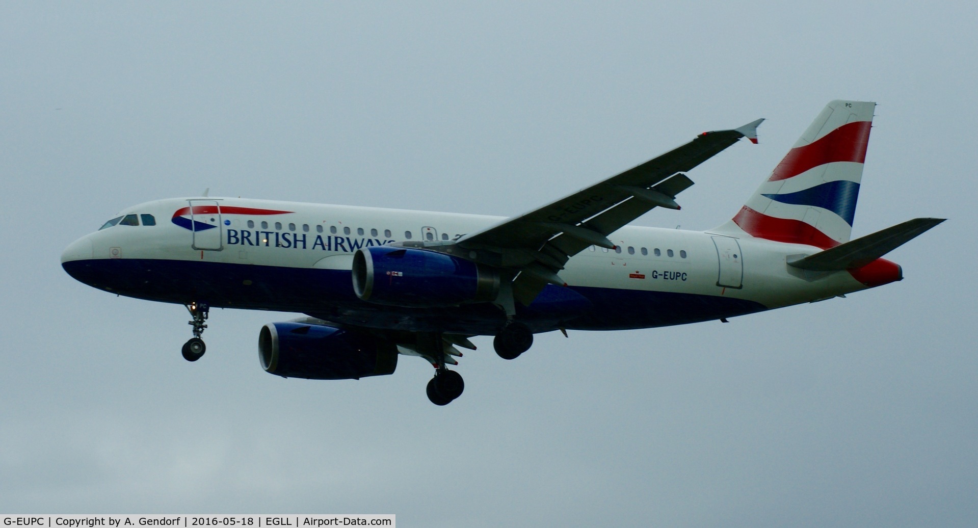 G-EUPC, 1999 Airbus A319-131 C/N 1118, British Airways, seen here on short finals at London Heathrow(EGLL)