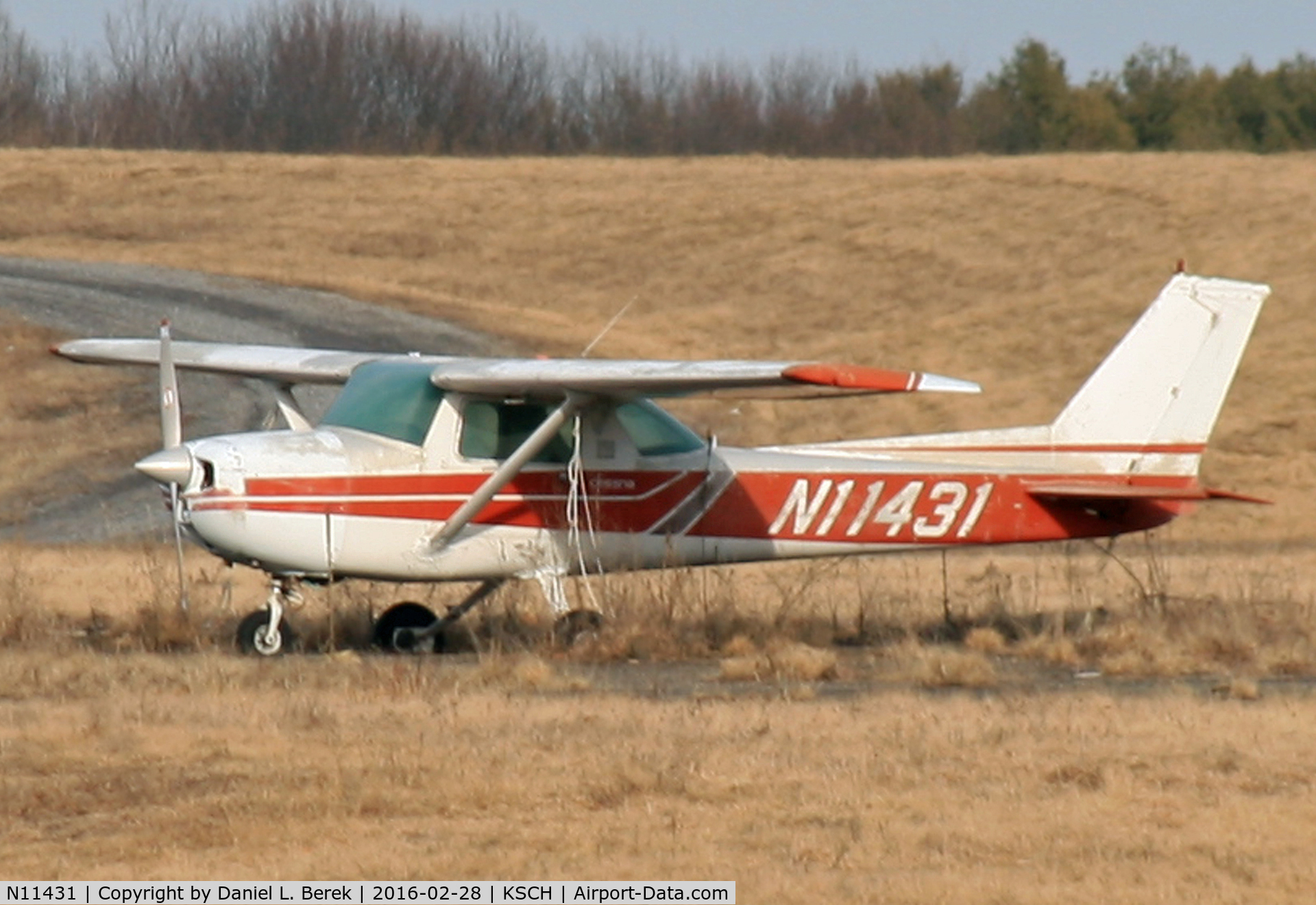 N11431, 1973 Cessna 150L C/N 15075415, Sitting out in a remote corner of the airfield, this Cessna appears not to have flown for a while.