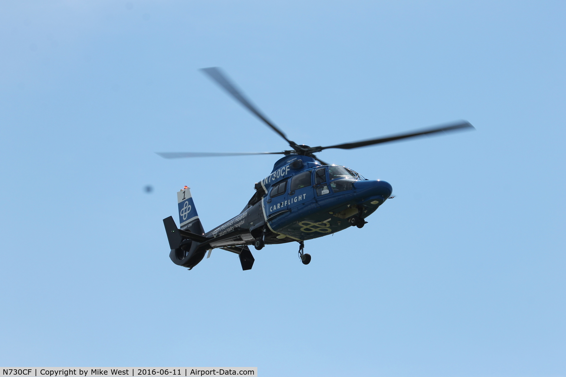 N730CF, 2013 Eurocopter AS-365N-3 Dauphin 2 C/N 6967, Taking off from Tipp-City, Ohio from a community safety event.