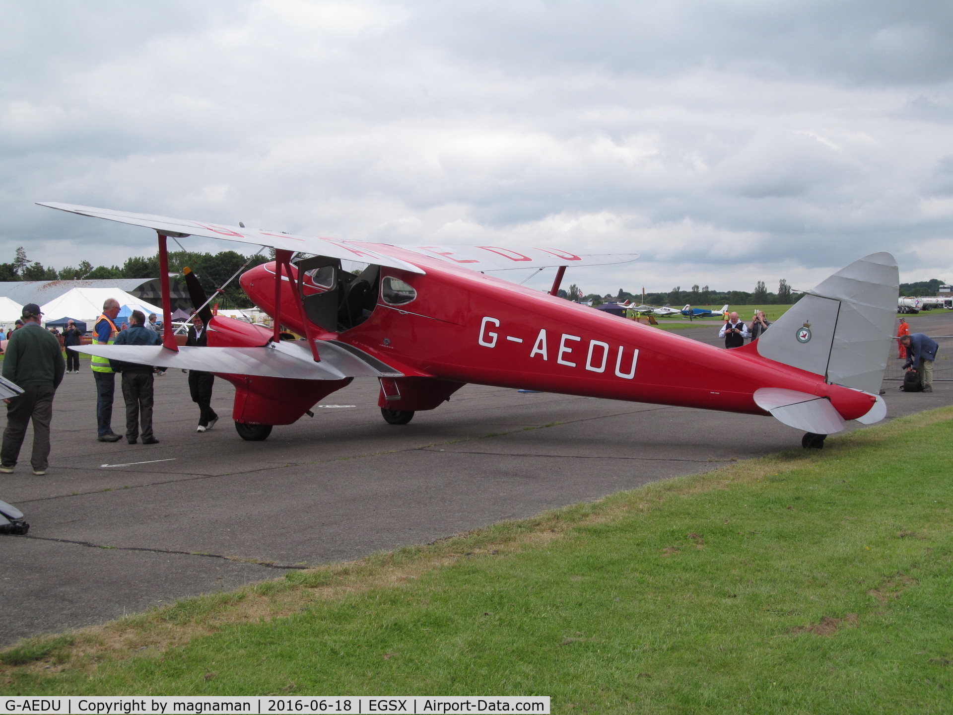 G-AEDU, 1937 De Havilland DH-90A Dragonfly C/N 7526, at 2016 air britain fly-in