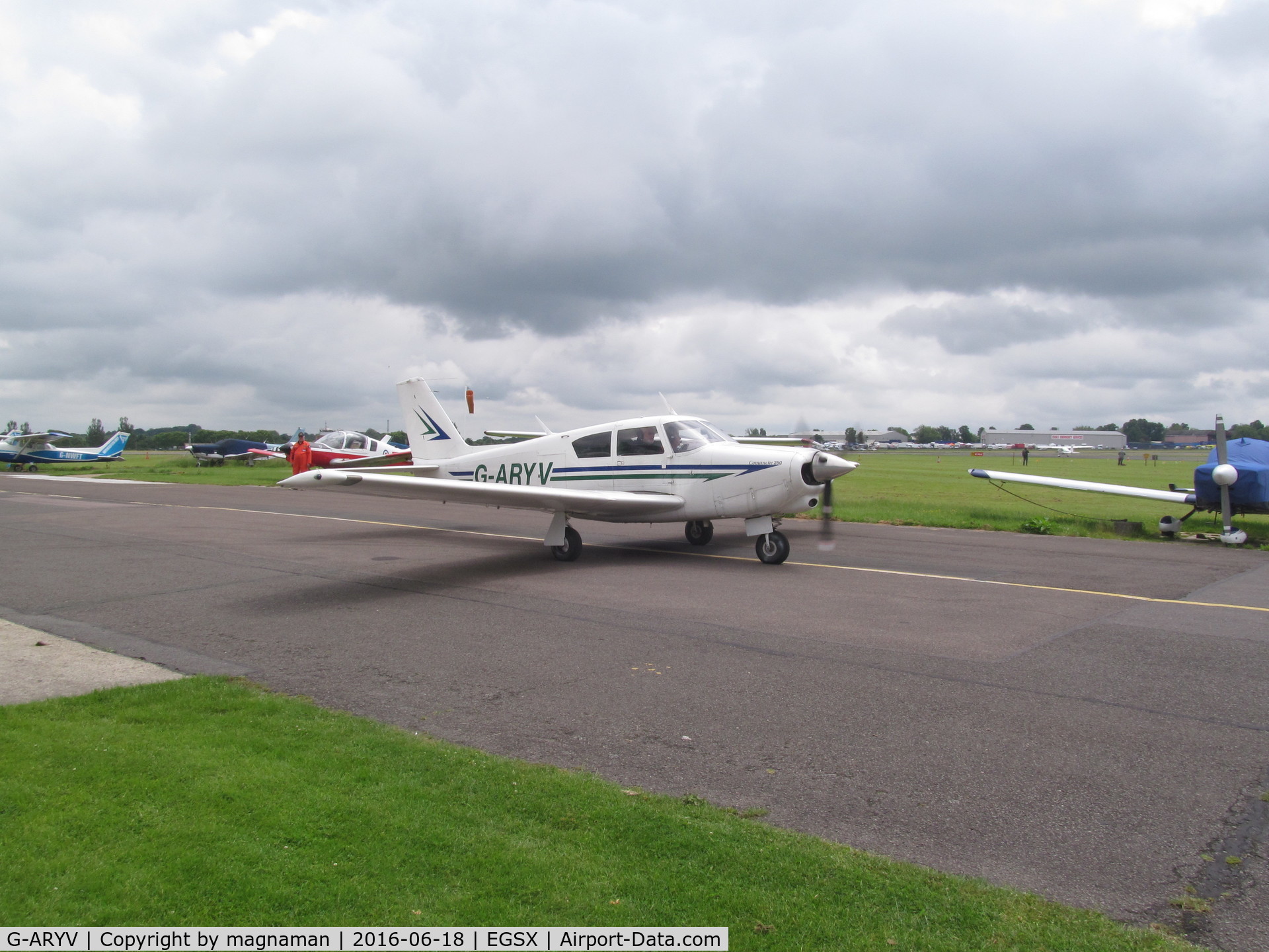 G-ARYV, 1961 Piper PA-24-250 Comanche C/N 24-2516, one of many at fly in today