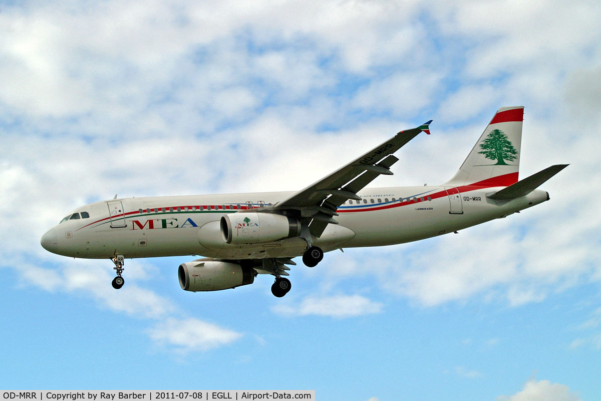 OD-MRR, 2009 Airbus A320-232 C/N 3837, Airbus A320-232 [3837] (MEA-Middle East Airlines) Heathrow~G 08/07/2011