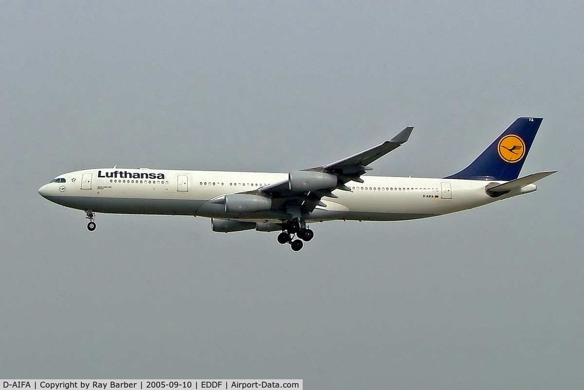 D-AIFA, 2000 Airbus A340-313X C/N 352, Airbus A340-313X [352] (Lufthansa) Frankfurt~D 10/09/2005