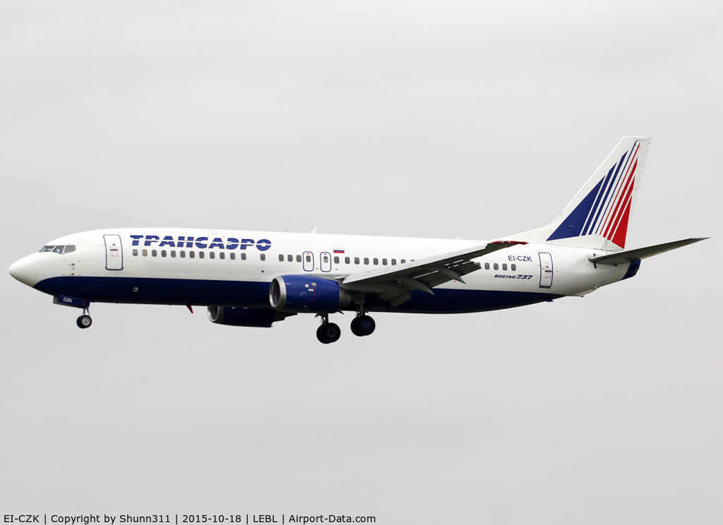 EI-CZK, 1989 Boeing 737-4YO C/N 24519, Landing rwy 25R... In our memories now... It was the last landing for a Transaero aircraft @ BCN. I never forget this airline :'(