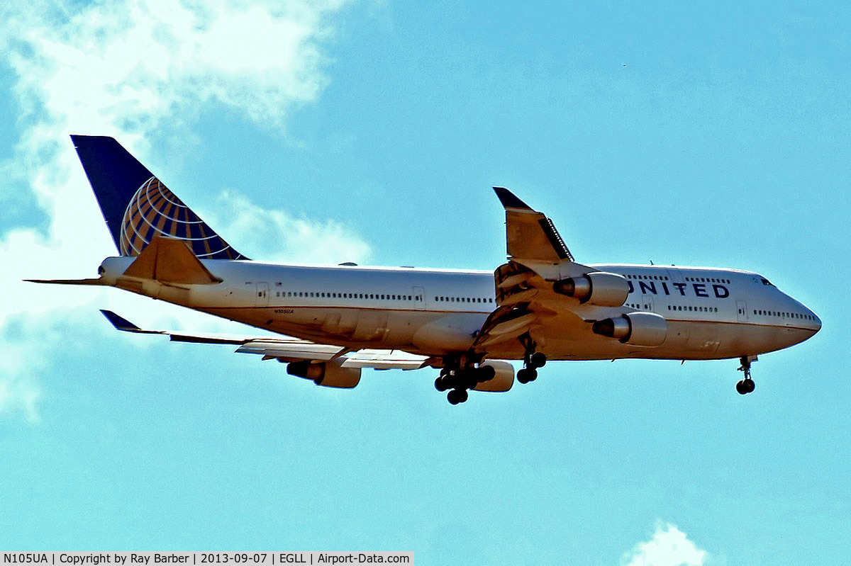 N105UA, 1994 Boeing 747-451 C/N 26473, Boeing 747-451 [26473] (United Airlines) Home~G 07/09/2013. On approach 27L