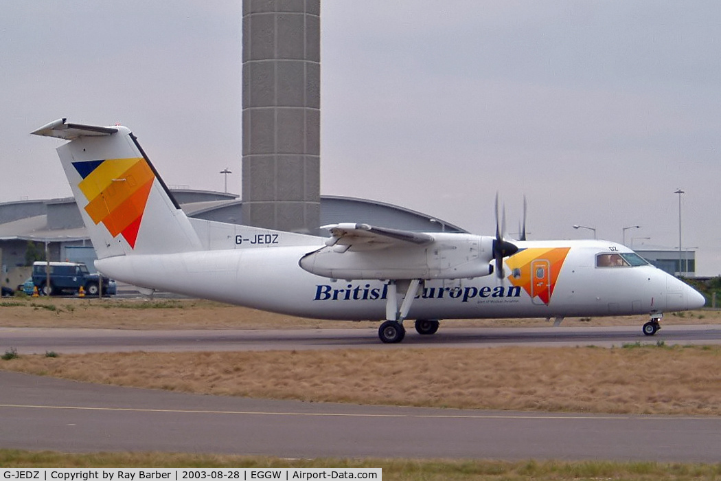 G-JEDZ, 2000 De Havilland Canada DHC-8-201BQ Dash 8 C/N 547, DHC-8Q-201B Dash 8 [547] (British European Airways) Luton~G 28/08/2003